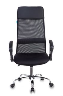 Кресло офисное Бюрократ KB-6N руководителя, цвет черный TW-01 TW-11 сетка с подголов. крестовина металл хром