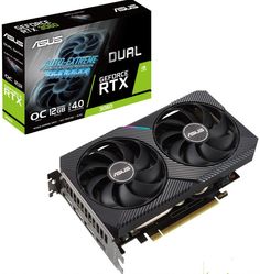 Видеокарта PCI-E ASUS GeForce RTX 3060 DUAL OC (DUAL-RTX3060-O12G-V2) 12GB GDDR6 192bit 8nm 1320/15000MHz HDMI/3*DP