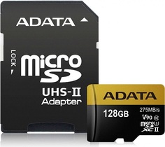 Карта памяти 128GB ADATA AUSDX128GUII3CL10-CA1 MicroSDCX Premier ONE Class 10 UHS-II U3 V90 275MB/s