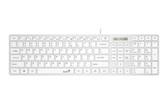 Клавиатура Genius SlimStar 126 мультимедийная, USB, 104 клавиши, 9 горячих кнопок, влагозащищенная, тонкие клавиши, кабель 1.5 м., черный/31310017402