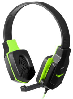 Гарнитура Defender Warhead G-320 64032 black green, накладные с микрофоном, 20 Гц - 20 кГц, 94 дБ, Mini-jack 3.5