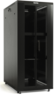 Шкаф напольный 19", 32U Hyperline TTB-3268-DD-RAL9004 1610x600х800 мм (ВхШхГ), передняя и задняя распашные перфорированные двери (75%), ручка с замком