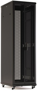 Шкаф напольный 19", 47U Hyperline TTR-4762-DD-RAL9005 передняя и задняя распашные перфорированные двери (75%), ручка с замком, черный (RAL 9005) (разо