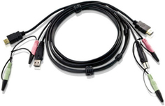 Кабель Aten 2L-7D02UH мон+клав+мышь USB+аудио, HDMI+USB A-Тип+2xRCA=>HDMI+USB B-Тип+2xRCA, Male, опрессованный, 1.8 м, черный