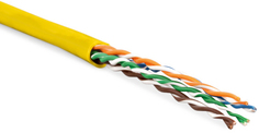 Кабель витая пара U/UTP 5e кат. 4 пары Hyperline UUTP4-C5E-P24-IN-LSZH-YL-100 24AWG(7х0.20 мм), медь, многожильный (stranded), внутренний, LSZH, нг(C)