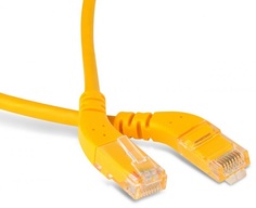 Кабель патч-корд U/UTP 6 кат. 5м Hyperline PC-APM-UTP-RJ45/L45-RJ45/L45-C6-5M-LSZH-YL угловой, левый 45°-левый 45°, LSZH, желтый