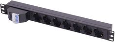 Блок розеток 19", 7 розеток TLK TLK-RSC07-MD-04-BK "евророзетка", 16A, двухполюсный автомат 16А, шнур питания 2 метра, "евровилка", сечение 3*1,5 мм2,