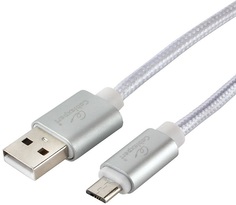 Кабель интерфейсный USB 2.0 Cablexpert CC-U-mUSB01S-3M AM/microB, серия Ultra, длина 3м, серебристый, блистер
