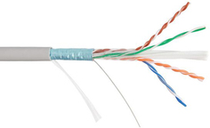 Кабель витая пара F/UTP 6 кат. 4 пары NIKOLAN NKL 4240A-GY 23AWG(0.55 мм), медь, одножильный (solid), внутренний, PVC, нг(A), серый, уп/305м