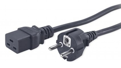 Кабель питания Hyperline PWC-IEC19-SHM-5.0-BK (Shucko+C19) (3x1.5), 16A, угловая вилка, 5 м