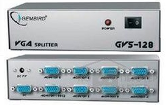 Разветвитель VGA-сигнала Gembird GVS128 HD15F/8x15F, 1 компьютер - 8 мониторов