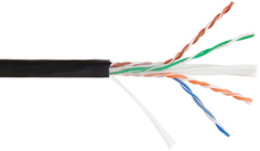 Кабель витая пара U/UTP 6 кат. 4 пары NIKOLAN NKL 4640B-BK 23AWG(0.55 мм), медь, одножильный (solid), внешний, PE, чёрный, уп/305м