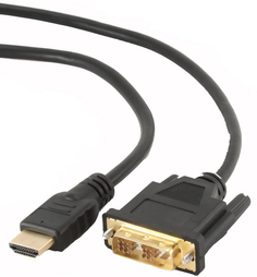 Кабель интерфейсный HDMI-DVI Cablexpert CC-HDMI-DVI-7.5MC 7.5м, 19M/19M, single link, черный, позол.разъемы, экран, пакет