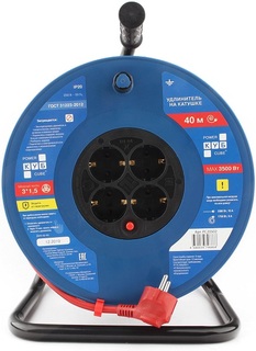 Удлинитель силовой Power Cube PC20502 IP20, 16А, 40м, ПВС, 3*1,5мм2, 4 роз. с/з