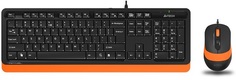 Клавиатура и мышь A4Tech F1010 ORANGE черно-оранжевые, USB