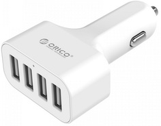 Зарядное устройство автомобильное Orico UCH-4U-WH 4*USB 5V/2.4A, white