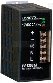 Блок питания OSNOVO PS-12024/I промышленный 1 выход: DC12V, 2A (24W). Диапазон входных напряжений: AC100-240V. КПД: 83%. Защита от короткого замыкания