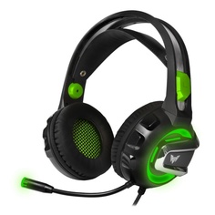 Гарнитура проводная Crown CMGH-3102 black/green, Virtual sound 7.1, USB, 20Гц-20000Гц, 3.2м, с подсветкой и вибрацией, рег. громкости, микрофон