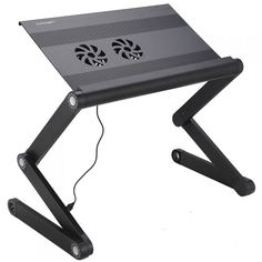 Столик для ноутбуков Crown CMLS-100B CM000001750 до 17", активное охлаждение, алюминий, размеры панели 45х28.5см, максимальная высота 55см, black