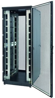 Шкаф напольный 19", 22U Eurolan 60F-22-8A-34BL Racknet S3000 800 × 1000, передняя дверь перфорированная одностворчатая, задняя дверь перфорированная д