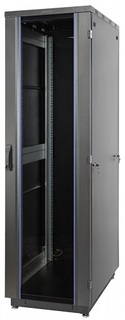 Шкаф напольный 19", 22U Eurolan 60F-22-8A-31BL Racknet S3000 800 × 1000, передняя дверь стеклянная одностворчатая, задняя дверь металлическая двуствор