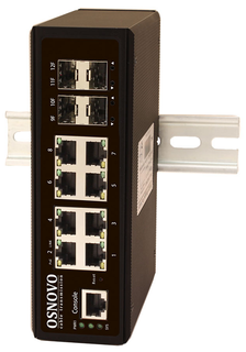 Коммутатор управляемый OSNOVO SW-70804/IL 8хGE Rj45 + 4 GE SFP. 8 x GE (10/100/1000Base-T) + 4 x GE SFP (1000Base-X). L2 (Full Managed). Питание DC12-