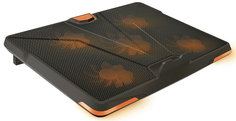 Подставка для ноутбука Crown CMLS-133 до 19", 390*295*30 мм, кулеры: D110mm*1+ D85mm*4, оранжевая led подсветка, регулятор скорости, 3 уровня наклона