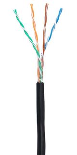 Кабель витая пара U/UTP 5e кат. 4 пары Netlan EC-UU004-5E-PE-BK-1 24AWG(0.47 мм), медь, одножильный (solid), внешний, PE, чёрный, уп/100м