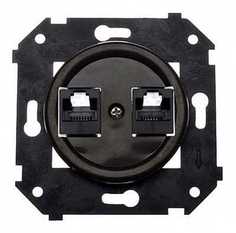 Розетка Bironi B3-302-23 компьютерная RJ45 CAT.5е, двойная (накладка на механизм и крепежный шуруп в комплекте)