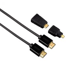 Кабель интерфейсный HDMI-HDMI HAMA H-54561 00054561 HDMI HS with Eth. (1.4)(m-m) два переходника HDMI D(micro)/C (mini) 1.5м черный