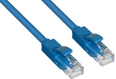 Кабель патч-корд U/UTP 5e кат. 20м GCR GCR-LNC01-20.0m ,14041,прямой, синий, позолоч. контакты, 24 AWG, литой, ethernet high speed 1 Гбит/с, RJ45, T56