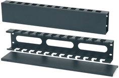 Органайзер 19, 2U Hyperline CM-2U-ML-COV кабельный, с металлическими кольцами и крышкой
