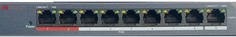 Коммутатор HiWatch DS-S908P(B) Сетевой неуправляемый 8 RJ45 100M PoE, 2 порта с высоким приоритетом, 1 Uplink порт 100М Ethernet