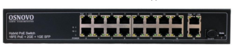 Коммутатор PoE OSNOVO SW-61621(300W) Fast Ethernet на 16 x RJ45 PoE + 2 x RJ45 GE + 1 SFP GE порта. Порты: 16 x FE (10/100 Base-T) с поддержкой PoE (I