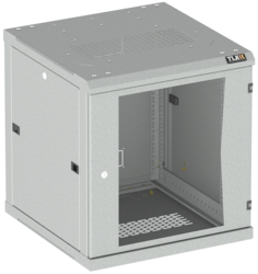 Шкаф настенный 19", 9U TLK TWC-096045-R-G-GY стеклянная дверь, Ш600хВ503хГ450мм, 2 пары монтажных направляющих, серый