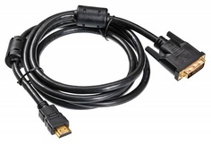 Кабель интерфейсный HDMI-DVI Buro HDMI-19M-DVI-D-5M 5м, феррит.кольца, черный