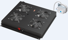 Вентиляторный блок Datarex DR-452411 4-х модульный для напольных шкафов, со шнуром питания 1,8м, вилка Shuko, черный