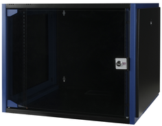 Шкаф настенный 19", 9U Datarex DR-600111 телекоммуникационный 600х450, дверь стекло, черный