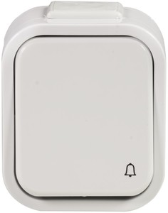 Кнопка Zamel PDH-991 беспроводная для звонка DRS-982 "Булик" (серия "Х"), IP44, белая, пит. от батарейки 23A, акустич. сигнал нажатия