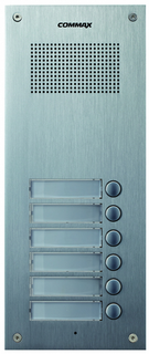 Вызывная панель COMMAX DR-6UM(M) многоквартирная на 6 абонентов в алюминиевом корпусе, совместим с аудио трубками COMMAX DP-SS и DP-ML, врезная, 12 В