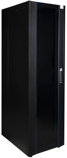 Шкаф напольный 19", 42U Datarex DR-700511 телекоммуникационный 600х800, передняя дверь стекло, задняя стенка сплошная, металл, черный