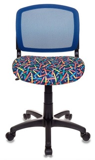 Кресло Бюрократ CH-296 черное/синее/карандаши, спинка сетка