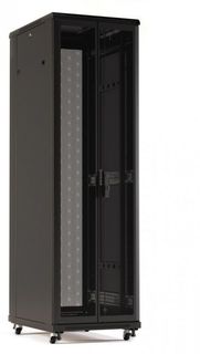 Шкаф напольный 19", 42U Hyperline TTR-4281-DD-RAL9005 2055x800х1000 мм (ВхШхГ), передняя и задняя распашные перфорированные двери (75%), ручка с замко