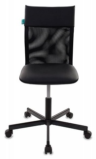 Кресло офисное Бюрократ CH-1399 черное/черное, искусственная кожа, спинка сетка, крестовина металл