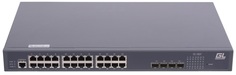 Коммутатор PoE GIGALINK GL-SW-G204-28P L2, 24 BASE-TX 10/1001000Mb/s POE, 4 1/10G SFP+, 1 Console. 1U 19", 220V, 400W