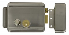Замок AccordTec AT-EL101WN электромеханический, накладной, НЗ, универсальный, цилиндр снаружи, цилиндр и кнопка изнутри, блокировка ключом в закрытом