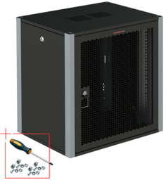 Шкаф настенный 19", 15U SYSMATRIX WP 6315.930 600x350x720mm (ШхГхВ) дверь перфорированная, черный (RAL 9004/RAL7000)