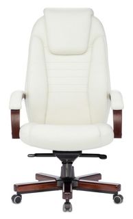Кресло Бюрократ T-9923WALNUT руководителя, цвет слоновая кость, кожа, крестовина металл/дерево