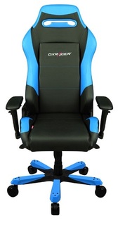 Кресло DxRacer OH/IS11 Iron, чёрно-синее, кожа-PU, регулируемый угол наклона, механизм качания