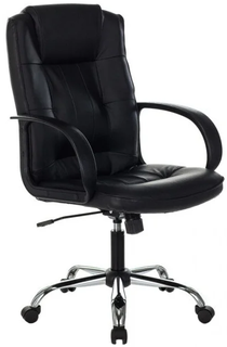 Кресло офисное Бюрократ T-800N руководителя, цвет черный, кожа, крестовина металл хром